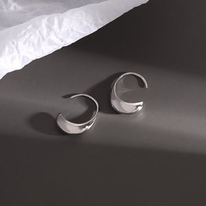 FE2479 925 Sterling Silver Letter C Stud Earrings
