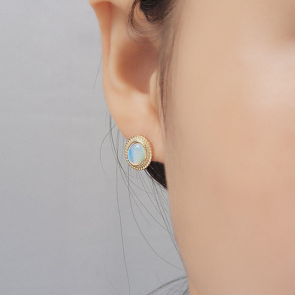 FE2638 925 Sterliang Silver Synthetic Glass Stud Earring