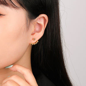 FE2627 925 Sterliang Silver Dainty Round Beads Stud Earring
