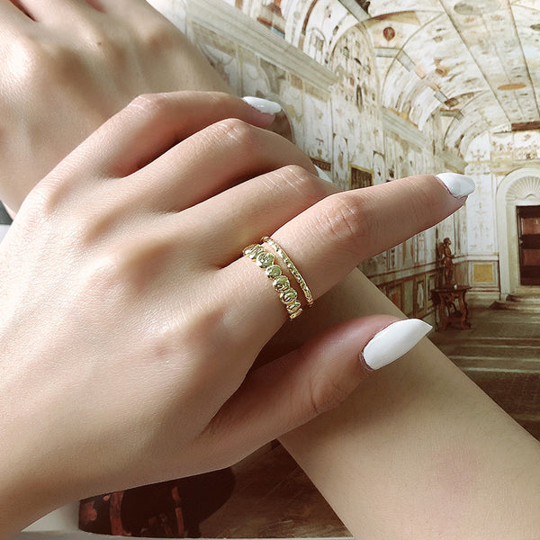 FJ0995 925 Sterling Silver Irregular Double Ring