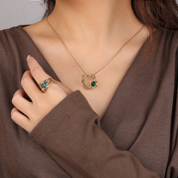 FX1017 925 Sterling Silver Fantasy Interstellar Green CZ Pendant Necklaces