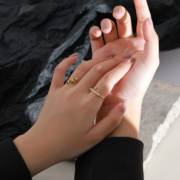 FJ0900 925 Sterling Silver Trio Star Ring