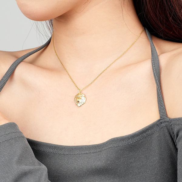 FX0987 925 Sterling Silver Lava Textured Lion Necklaces