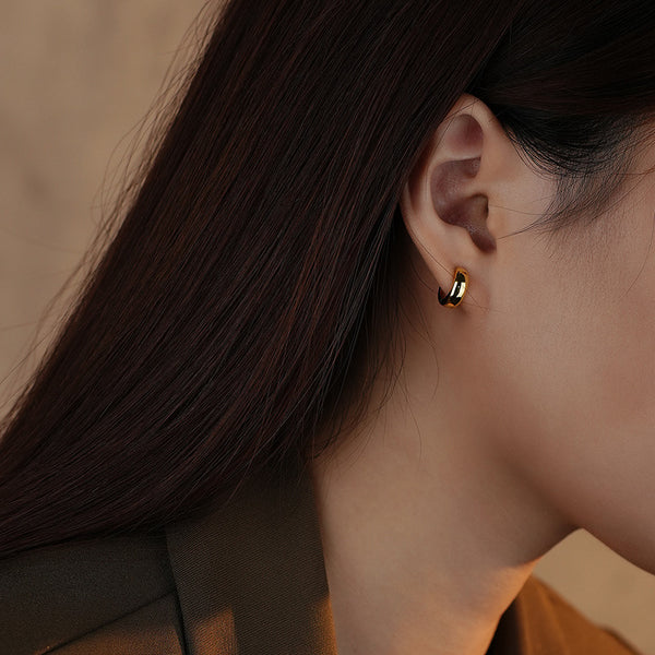 FE3054 925 Sterling Silver High Polish Simple Hoop Earring