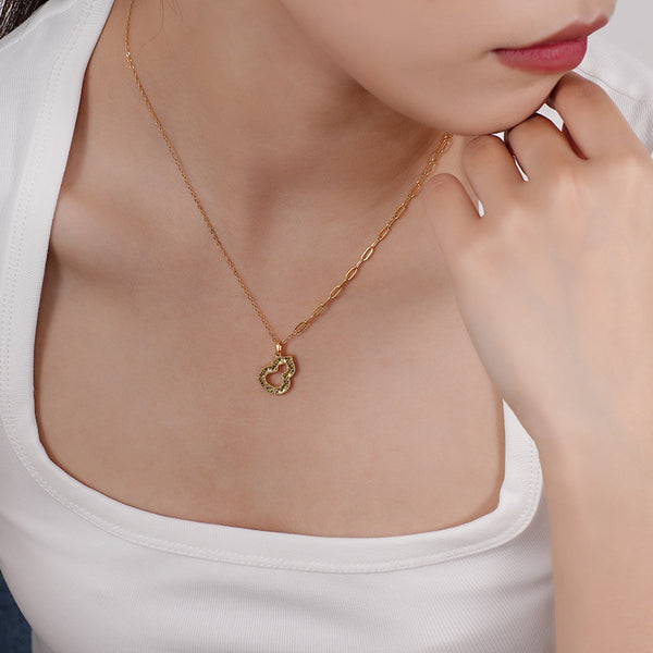 FX0959 925 Sterling Silver Scale Cutout Gourd Necklace