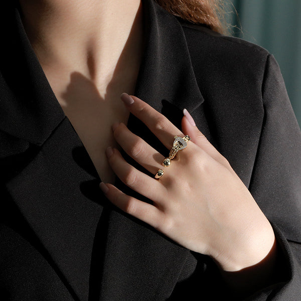 FJ0855 925 Sterling Silver Drop Shape Ring