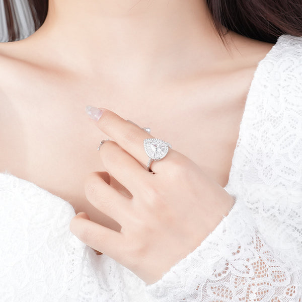 FJ1122 925 Sterling Silver Water Drop Shape Ring