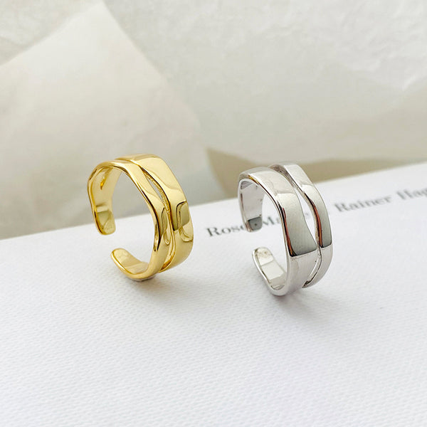 FJ0986 925 Sterling Silver Trendy Geometric Split Ring