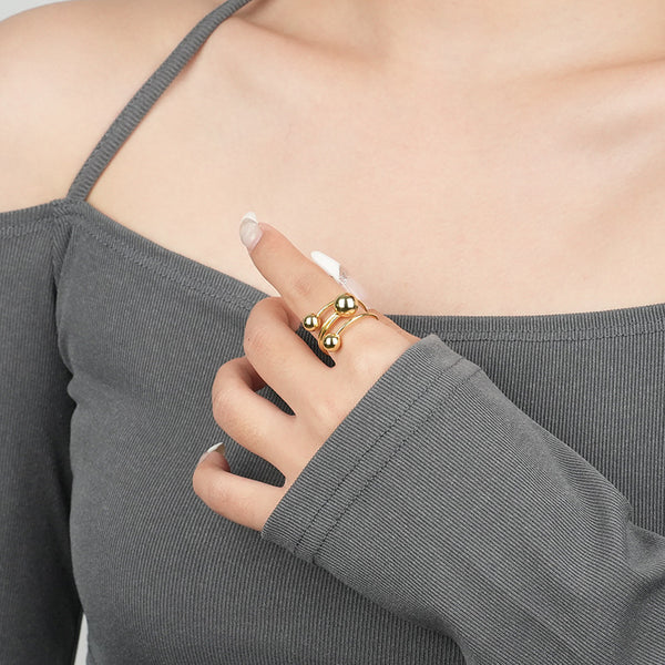 FJ0877 925 Sterling Silver Trio Ball Ring