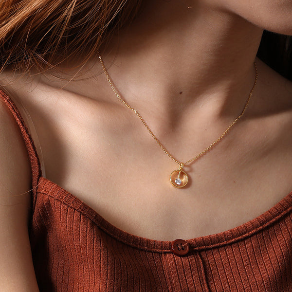 FX1171 925 Sterling Silver Circle Pendant Necklace