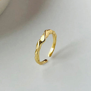 FJ0996 925 Sterling Silver Irregular Split Ring