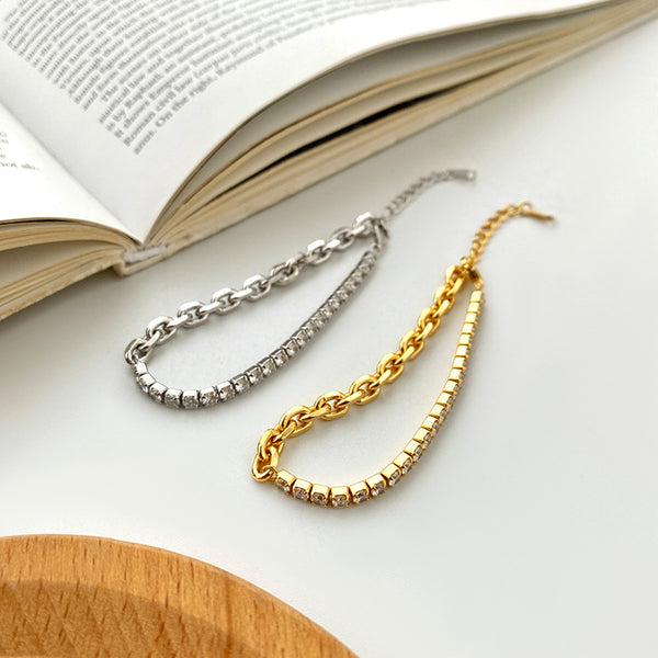 FS0375 925 Sterling Silver Panel Zirconia Bracelet