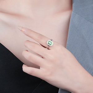 FJ1041 925 Sterling Silver Emerald Ice-Cut Zirconia Ring