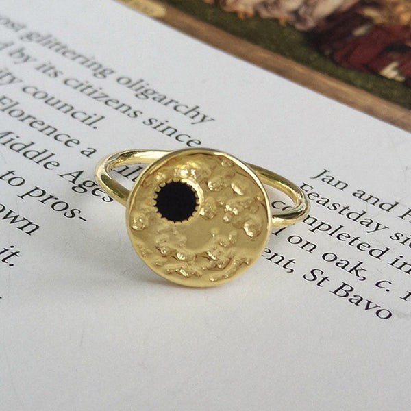 FJ0904 925 Sterling Silver Hammered Plante Ring