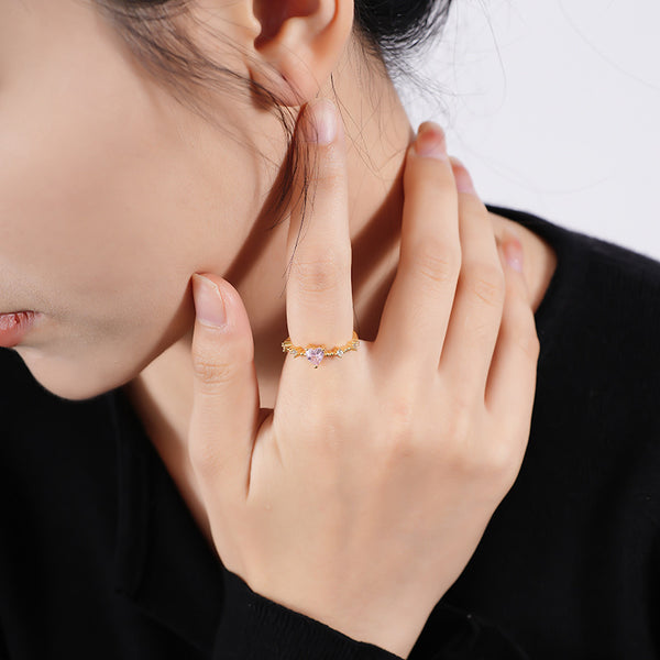 FJ0848 925 Sterling Silver Heart CZ Ring