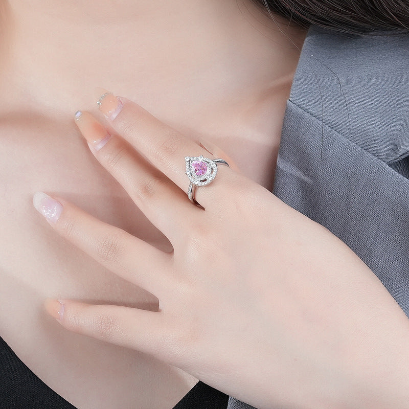 FJ1058 925 Sterling Silver Wedding Pink Zirconia Ring
