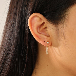 FE2393 925 Sterling Silver Geometric CZ Chain Stud Earrings