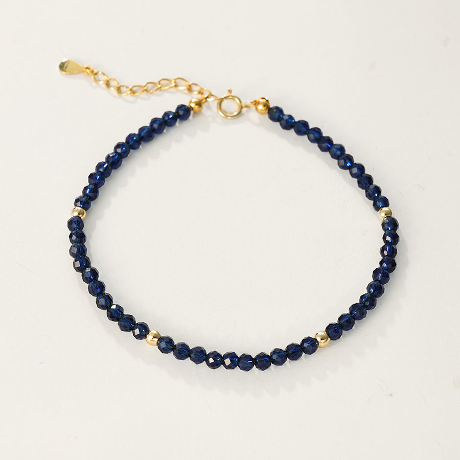 PB0053 925 Sterling Silver Cut Blue Coral Beaded Bracelet