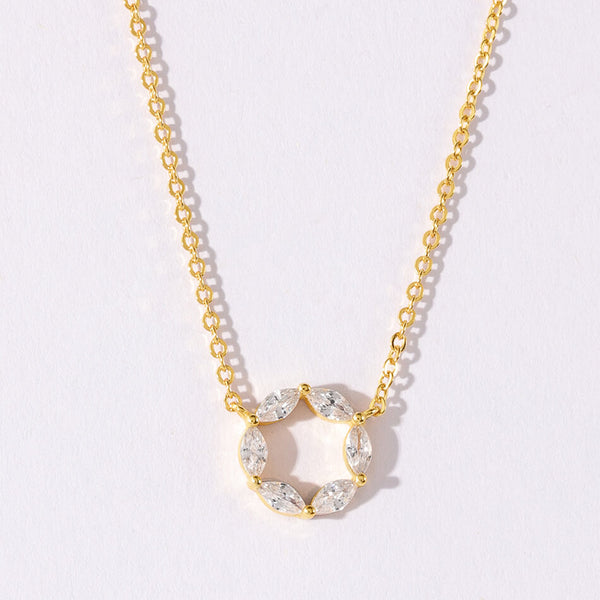 VFX0182 Marquise Opal Cubic Zirconia Circle Round Pendant Necklaces