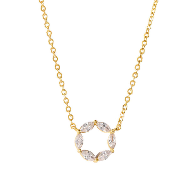 VFX0182 Marquise Opal Cubic Zirconia Circle Round Pendant Necklaces