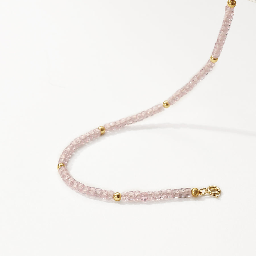 PB0110 925 Sterling Silver Pink Zirconia Chram Beaded Bracelets