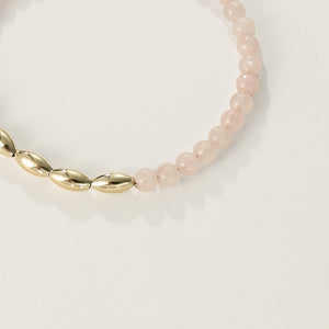 PB0057 925 Sterling Silver Pink Crystal Gold Beaded Bracelet