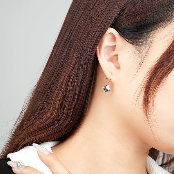 FX0975 925 Sterling Silver Vintage Scalloped Shell Gold Pendant Necklace