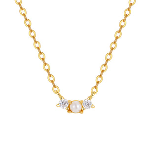 VFX0542 Pearl & CZ Pendant Necklace