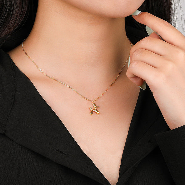 FX1137 925 Sterling Silver Cute Puppy Pendant Necklace