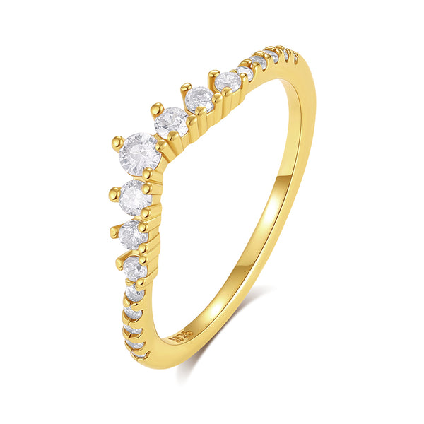 VFJ0601 Curved V-Shape Pave CZ Ring