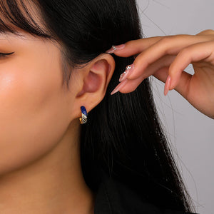 FE2500 925 Sterling Silver Rhombic lattice Blue Stud Earrings