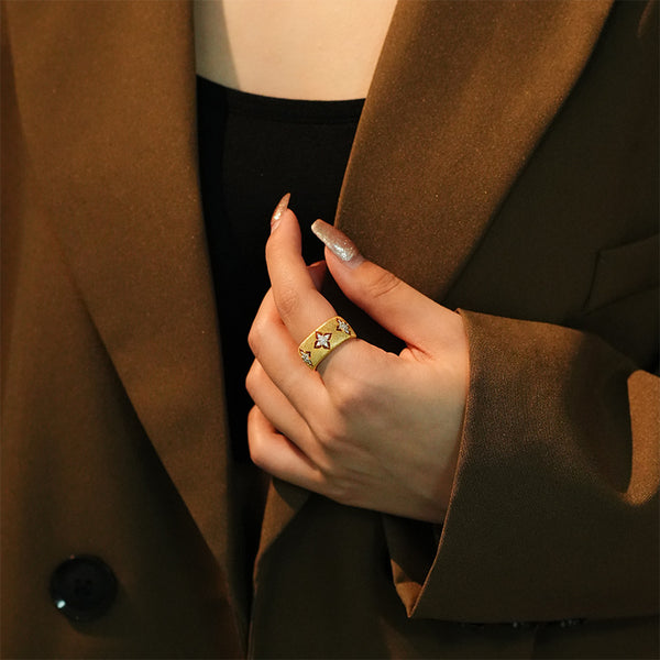 FJ1074 925 Sterling Silver Cross Zirconia Open Ring