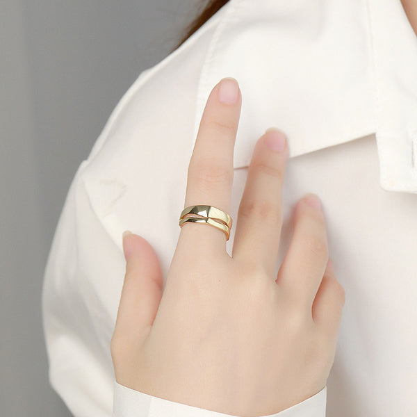 FJ0986 925 Sterling Silver Trendy Geometric Split Ring