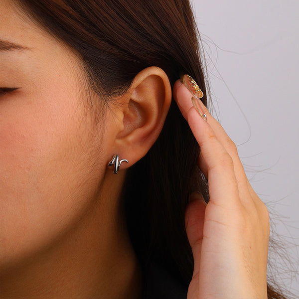 FE2548 925 Sterling Silver Dainty Boa Hoop Earring