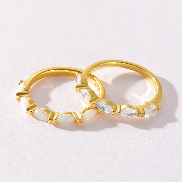 VFJ0180 Marquise Cubic Zirconia Opal Women Wedding Ring