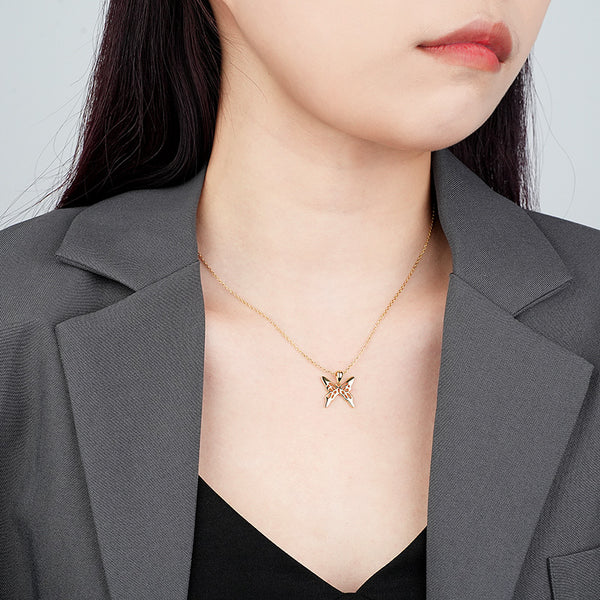 FX1073 925 Sterling Silver Butterfly Pendant Necklace
