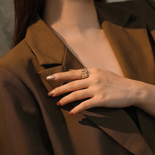 FJ1078 925 Sterling Silver Irregular Wave Ring