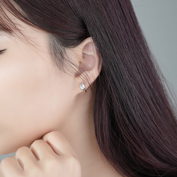 FE3022 925 Sterling Silver Square Pink Zircon Earrings