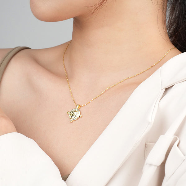 FX0977 925 Sterling Silver Vintage Greek Mythology Apollo Coin NecklaceS