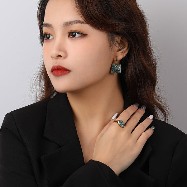 FJ0858 925 Sterling Silver Oval Shell Ring