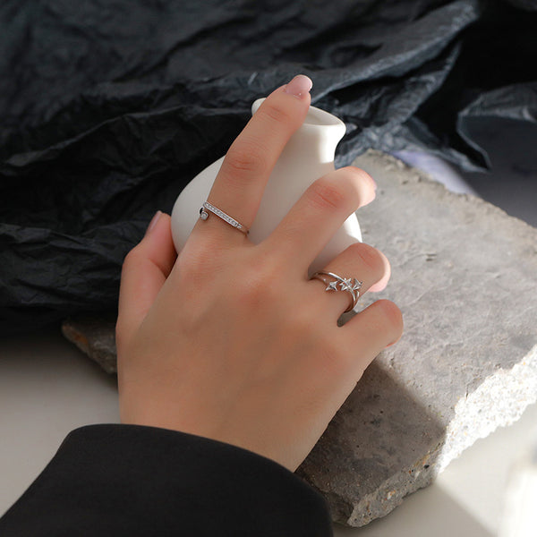 FJ0900 925 Sterling Silver Trio Star Ring