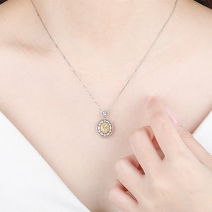 FX1206_E 925 Sterling Silver Oval Crystal Necklace