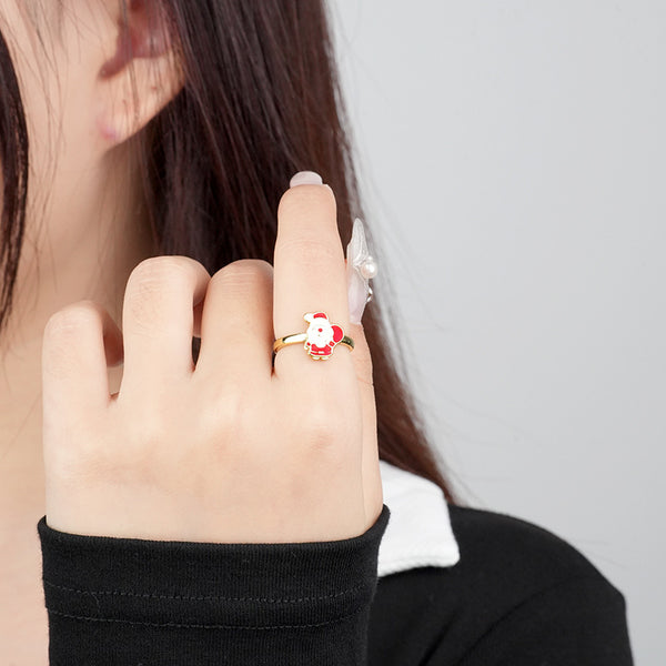 FJ0909 925 Sterling Silver Santa Claus Ring
