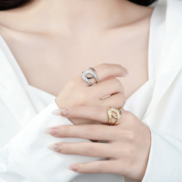 FJ1117 925 Sterling Silver Double Band Cross Ring