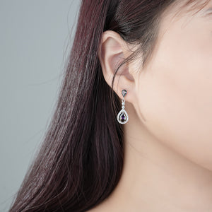 FE3018 925 Sterling Silver Water Drop Colorful Zircon Earrings