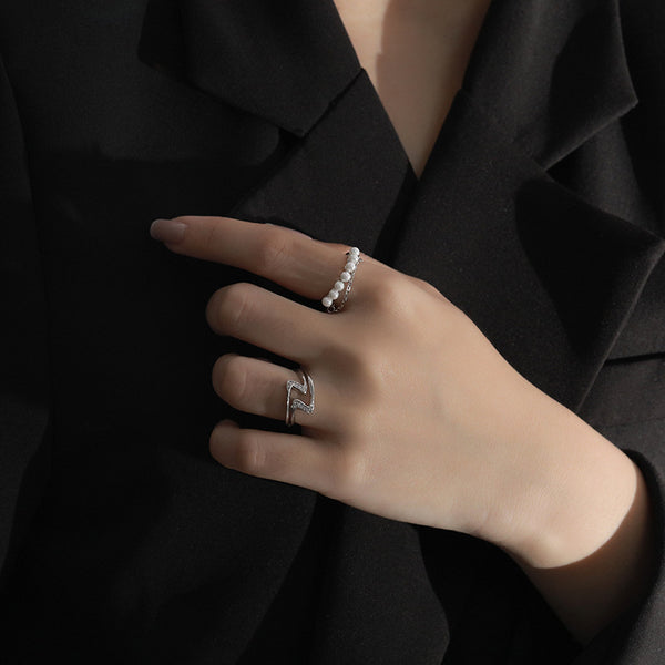 FJ0981 925 Sterling Silver Shell Pearl Split Ring