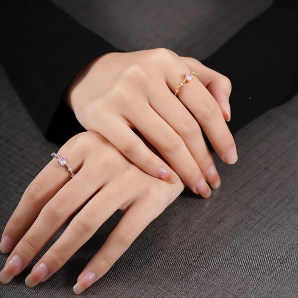 FJ0848 925 Sterling Silver Heart CZ Ring