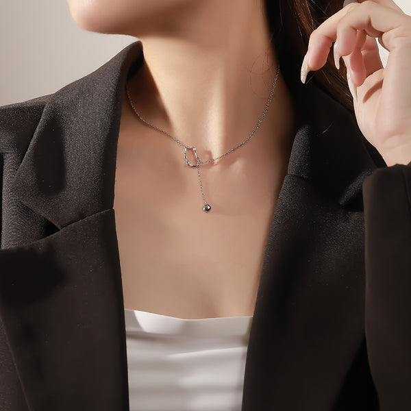 FX1163 925 Sterling Silver Toggle Water Drop Pendant Necklace