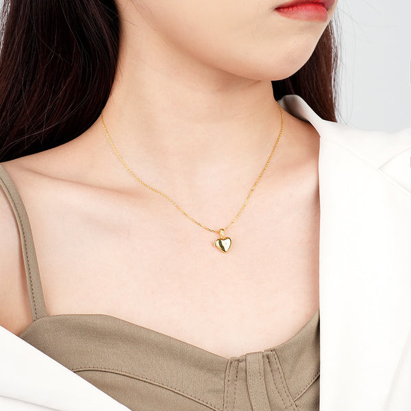 FX1078 925 Sterling Silver Open Couple Heart Photo Frame Necklace