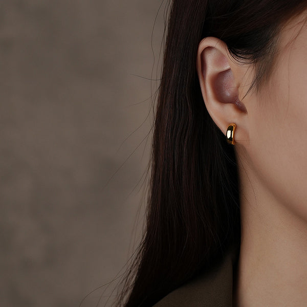 FE3054 925 Sterling Silver High Polish Simple Hoop Earring